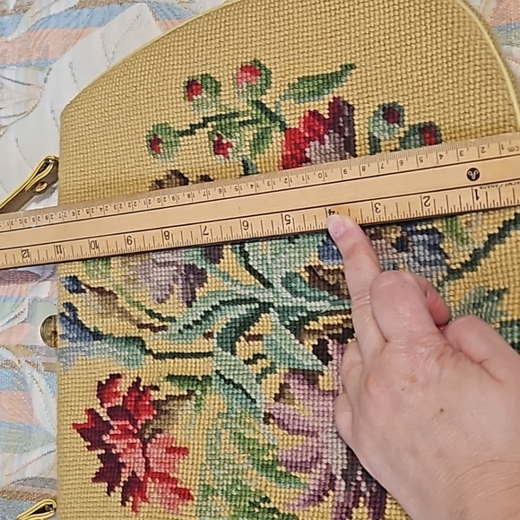 Vintage needlepoint purse, handbag 👜, great condition, real leather 👌 - Picture 11 of 16